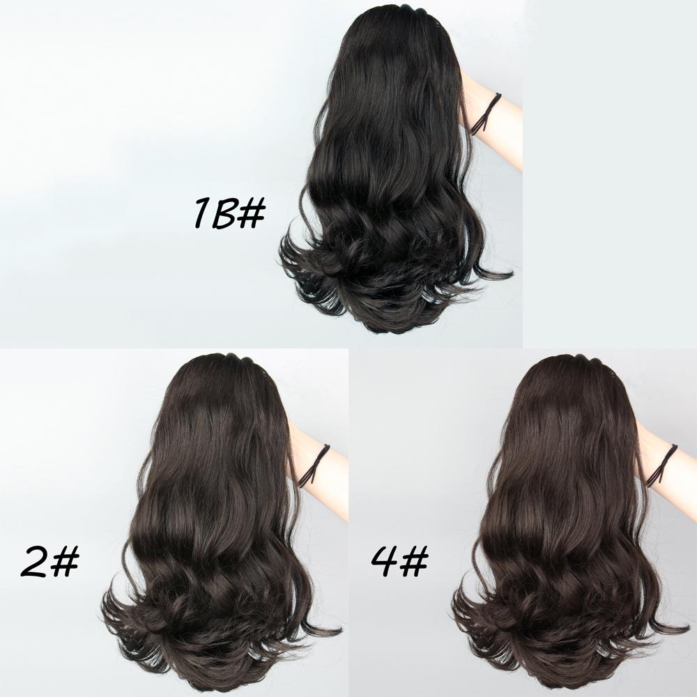 MISSQUEEN Synthetic Tail Wrapping Around Drawstring Natural Wavy Ponytail Hairpiece with 2 Comb Hair Extensions Black for Women