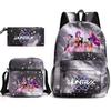 Large Capacity Schoolbag with Shoulder Strap; Student Three-piece Pencil Case Set