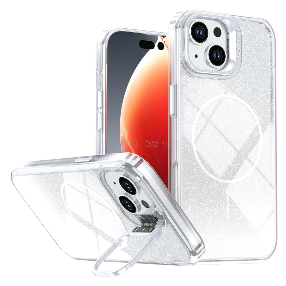 

For iPhone 15 Magnetic Case Gradient Glitter Shockproof TPU PC Phone Cover Compatible with MagSafe