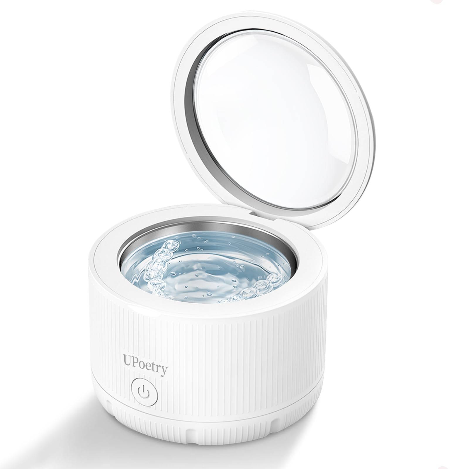 

Ultrasonic Denture Cleaner with Transparent 150ml Portable for 45kHz Oral Appliance Japan PSE Industry First Lid, Ultra-Compact, Water-Saving белый