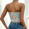 French Chic Sexy Floral Printing Bra Female Camis Diamond Fishbone Spicy Girl Tank Sleeveless Crop Top Women Clothes
