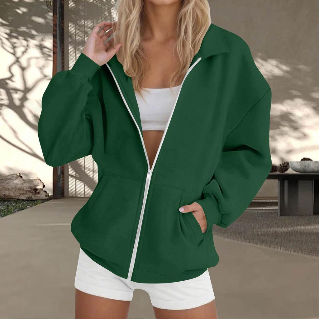 Women's Zip-Up Long Sleeve Sweatshirt Top