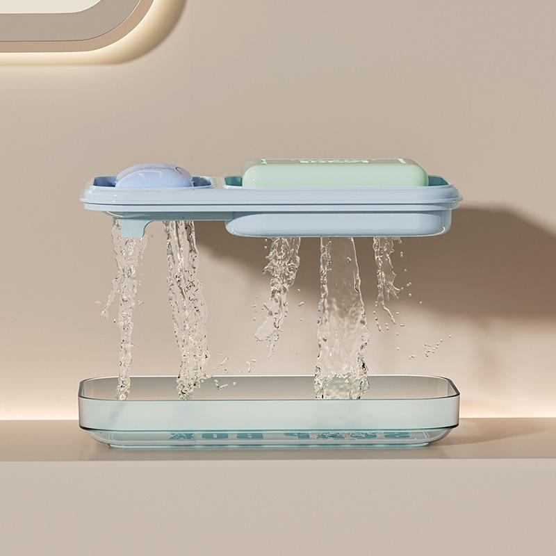 Dual-Compartment Soap Dish with Scented Lid for Dorm Use – Bubble Design, Double Layer