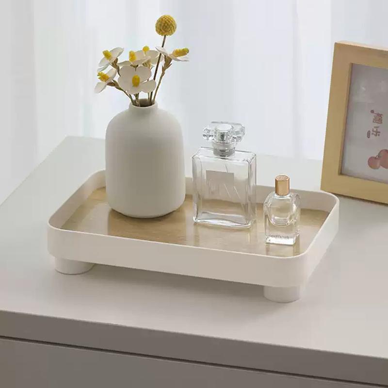 Square Tray Wooden Skincare Product Display Key Desktop Organizer