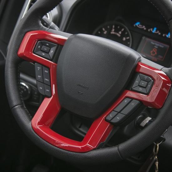 Red Front Steering Wheel Moulding Cover Trim For Ford F-150 2015-20 Accessories