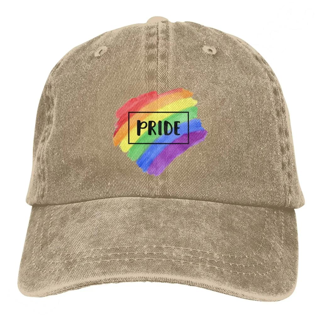 Regenbogen-LGBT-Pride-Baseballkappe für Damen, Vintage-Baumwolle, gewaschen, Distressed, verstellbare Papa-Mütze, lässige Trucker-Mütze für Erwachsene