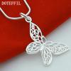 DOTEFFIL 925 Silver Butterfly Pendant Necklace 18/20/22/24/28/30 inch Snake Chain For Women Wedding Engagement Jewelry