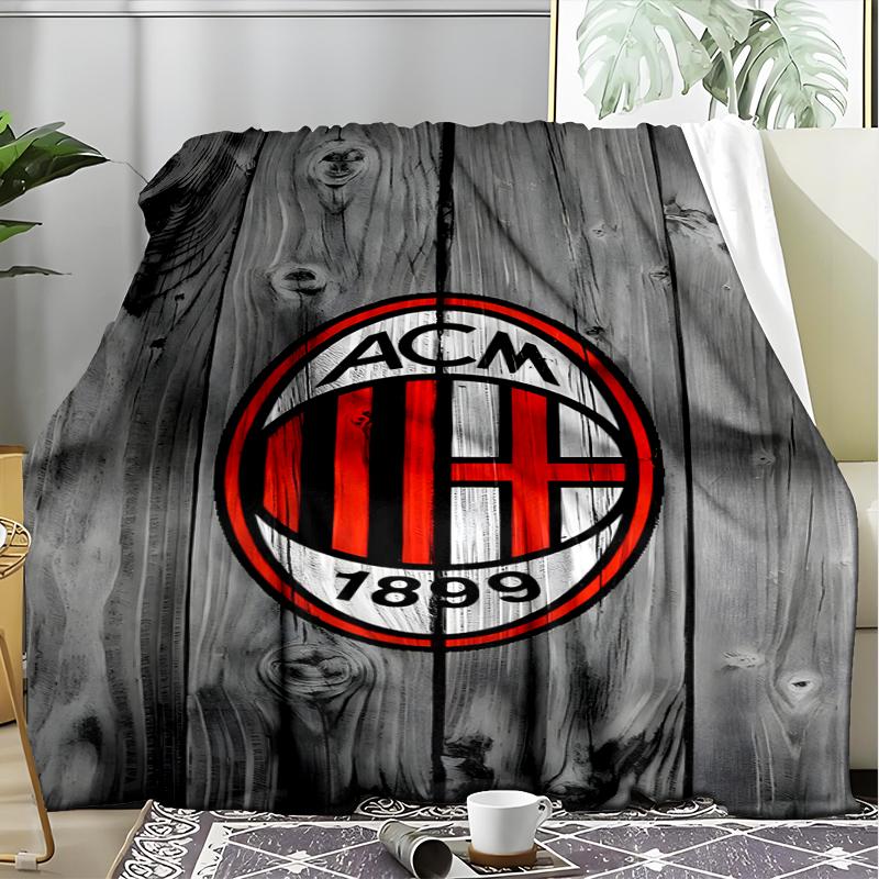 1PC Ac Milan Printed Soft Flannel Blanket Throw for Adult Bedroom Living Room Sofa Camping Travel Fan Gifts Christmas Gifts