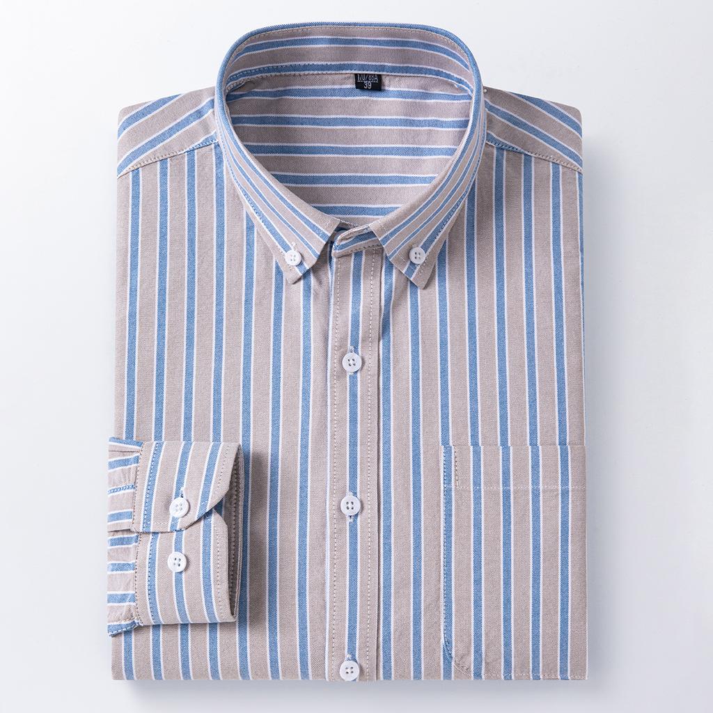 100% Cotton Men's Oxford Shirt Long Sleeve Casual Soft Breathable Business Casual Regular Fit Dressy Social Shirt