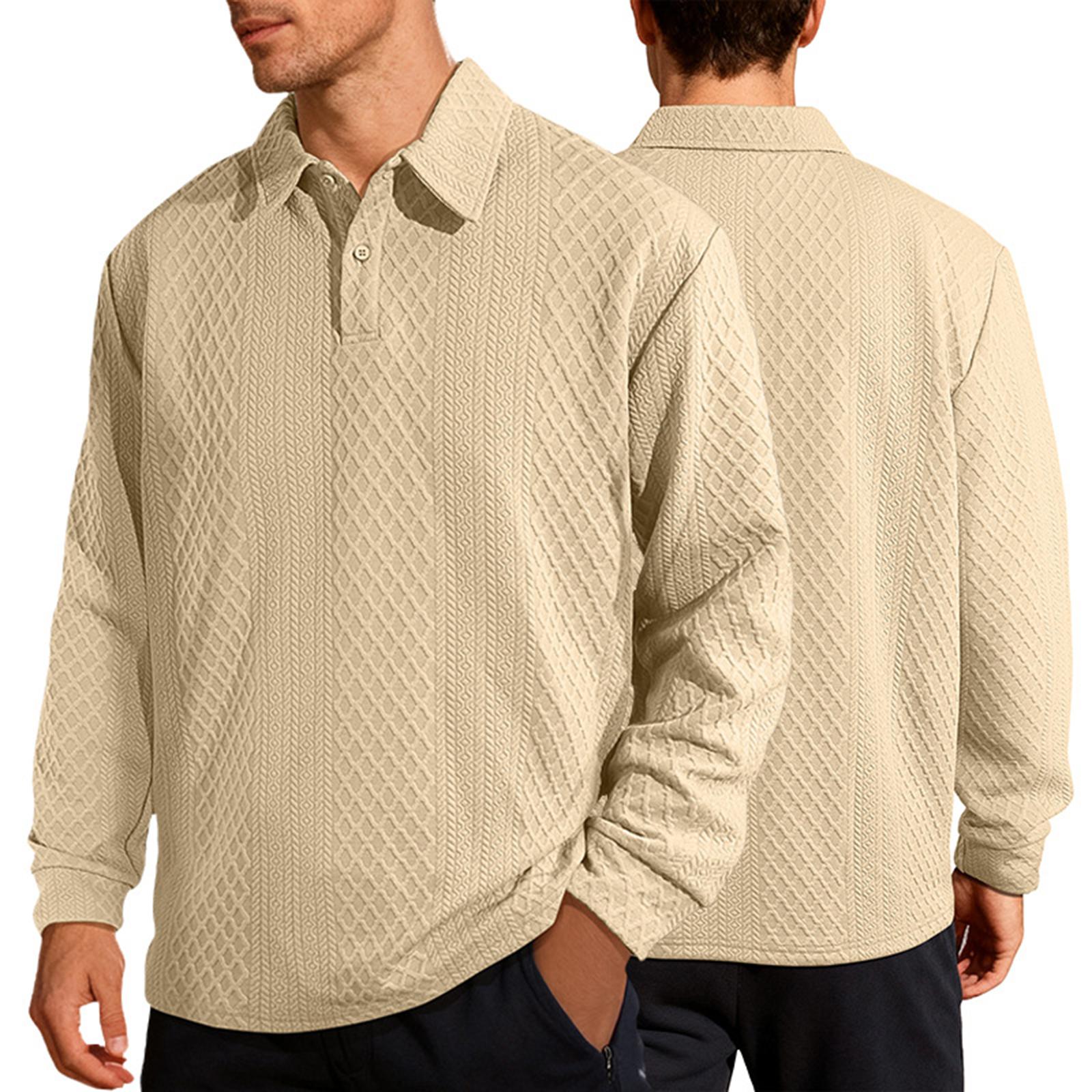 Men s Button-up Casual Lapel Long-sleeved Loose Shirt M