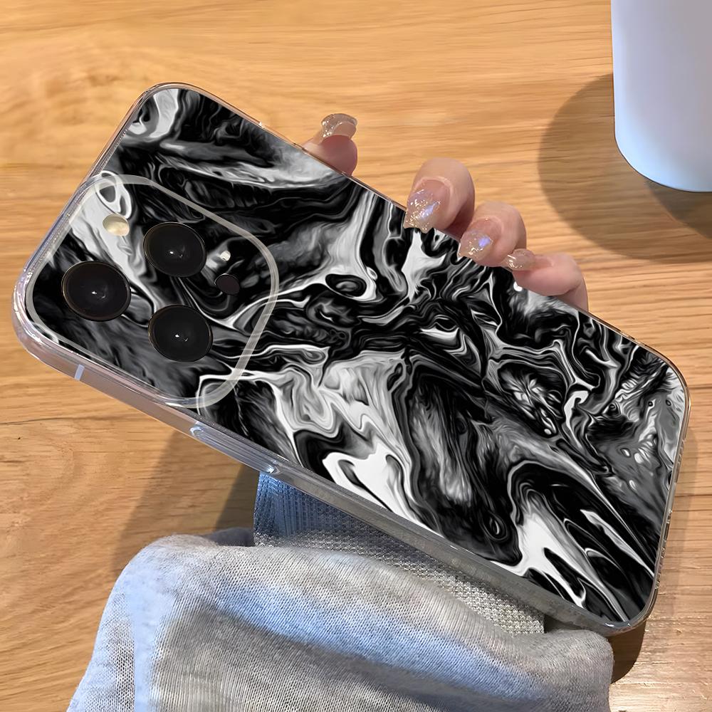 Green Texture Phone Case For IPhone 17 Pro Max 16 15 14 Pro Max 13 11 Xs Xr 8 7Plus Transparent Cover