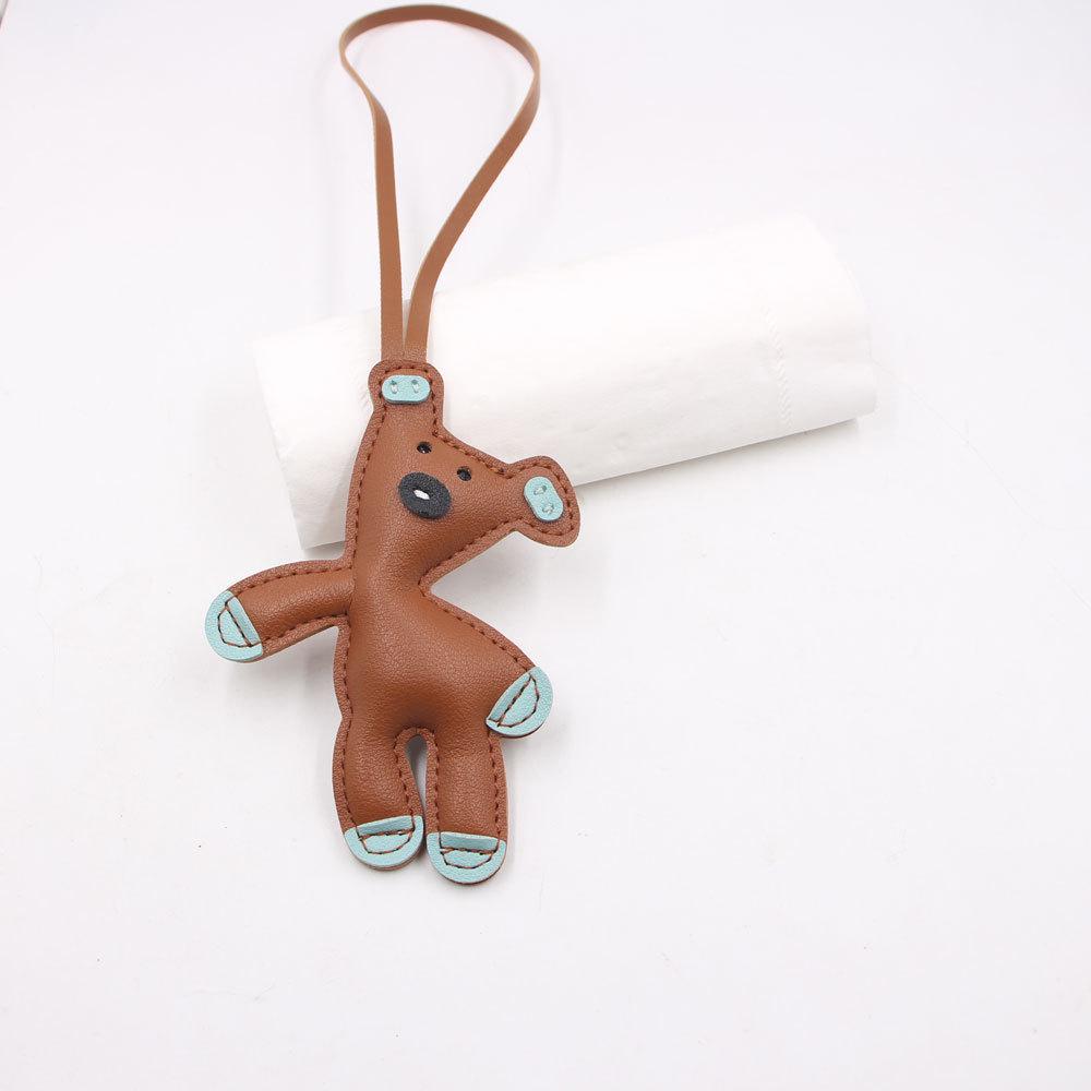 In Stock Cartoon Teddy Bear Leather Bag Pendant with Lanyard Accessories