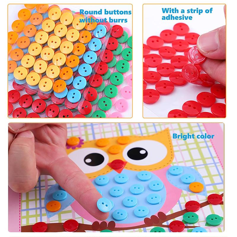 Children Button Sticker Toy Developmental Toys Stickers Game Handicrafts DIY Stickers Cartoon Pattern Painting Drawing TMZ