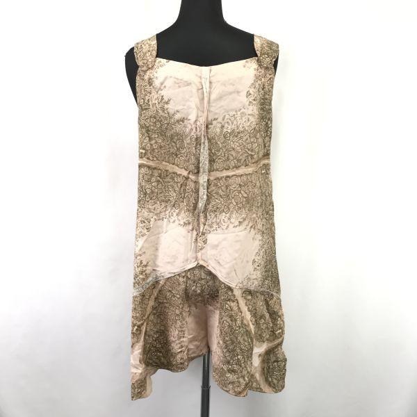 MIUMIU Ärmelloses knielanges Kleid 40 L Beige Botanischer Aufdruck Prada Japan Autorisierte Kleider Oberteile Hemden(GEBRAUCHT)