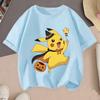 2026 Hot Sale 100 Cotton Kids TShirt Cute Pikachu Cartoon Print Soft Breathable Casual Childrens Short Sleeve Tops