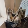 Autumn and Winter Fashion Plaid Tote Bag Women's New High-end Sense Large-capacity Shoulder Bag Commuter Bag