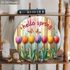 2D Flat, 1pc Hello Spring Colorful Tulip Wooden Hanging Sign Spring Party Ornament Perfect for Home Wall and Entry Door Decoration Garden Decoration