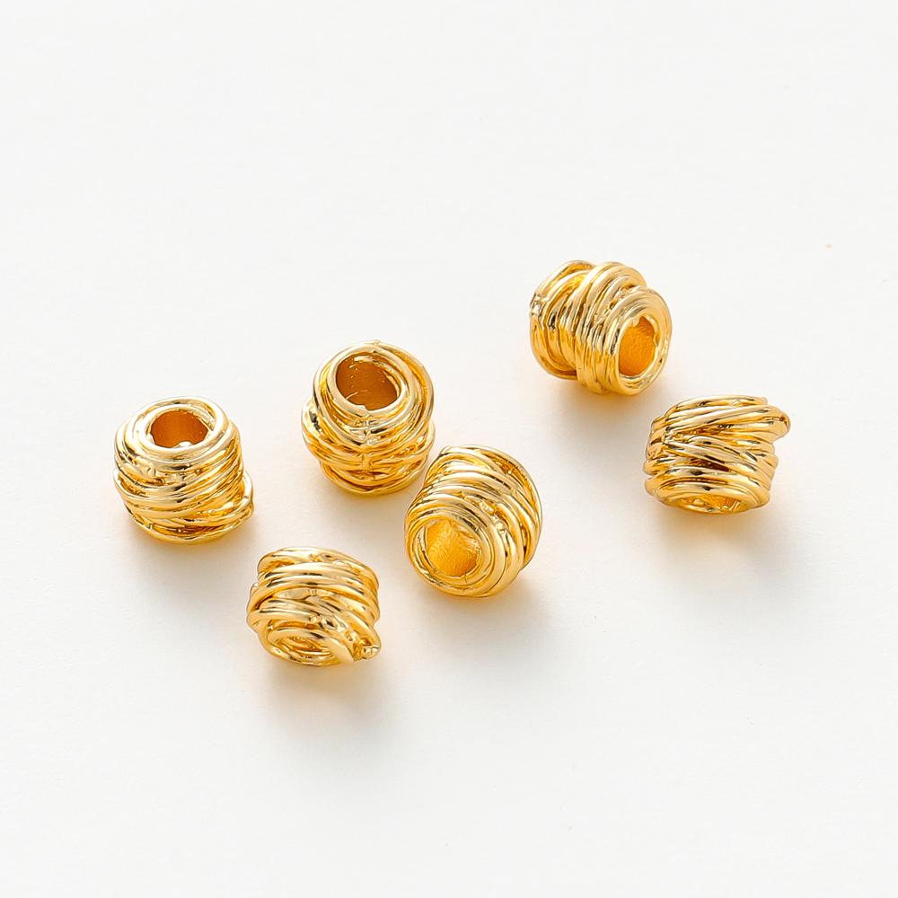 10/30/50 Stück 5mm*6mm Messing mit 18K Goldbeschichtung Unregelmäßige Perlen Hohe Qualität Streifen-Abstandshalterperlen Für Mode Schmuckherstellung Zubehör