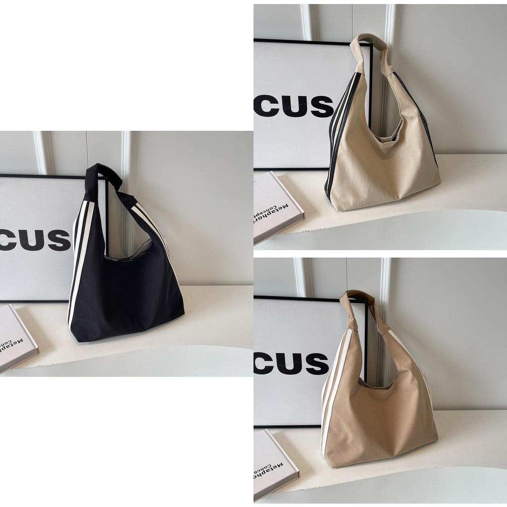 Large Capacity Urban Chic Canvas Tote Bag For Spring/summer 2024 Commuting Korean Style Black