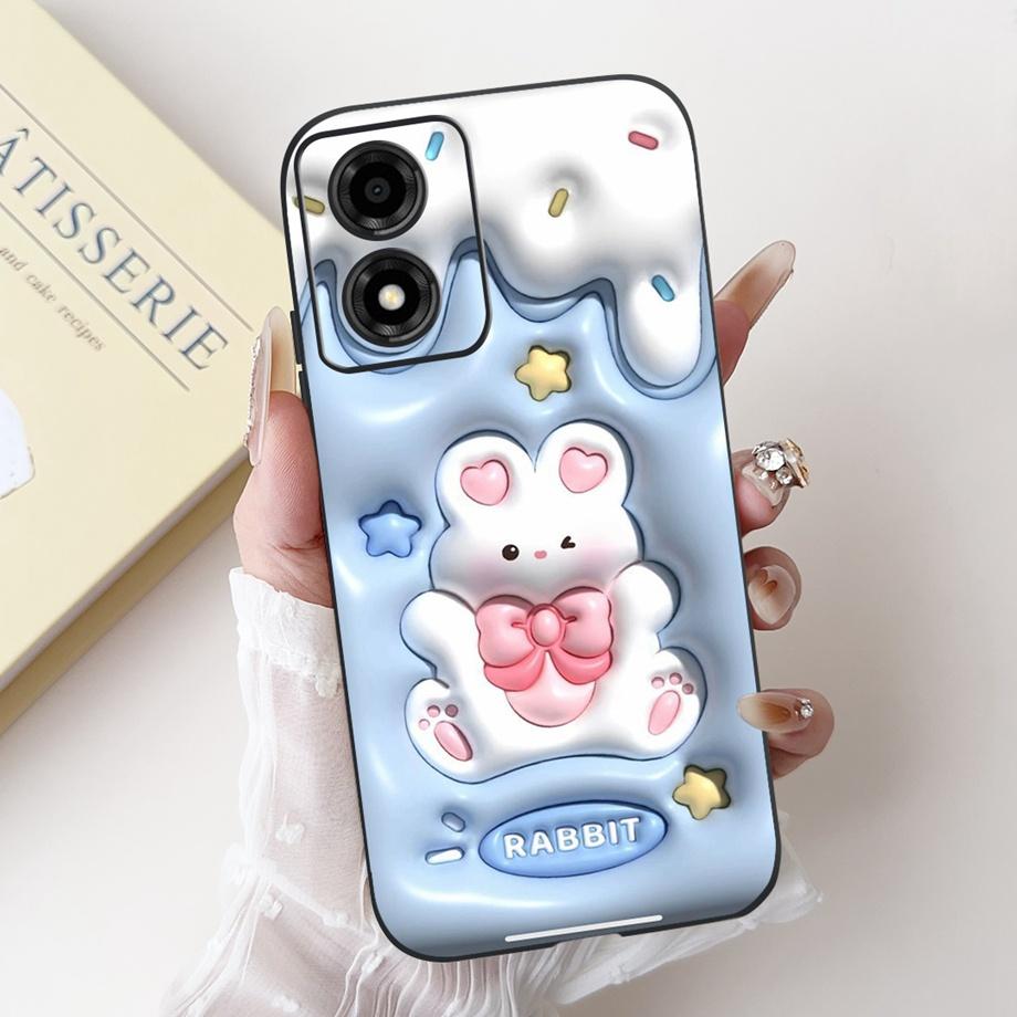For Motorola Moto E13 4G Phone Case Moto E14 5G Back Cover Soft Matte Silicone Slim Fundas Lovely Panda Rabbit Flower Cartoon
