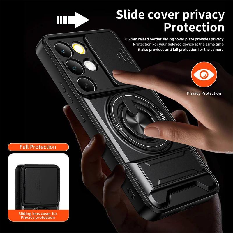 For Realme 15X C85 Pro Case Camera Protection Upright Stand 360° Ring Magnetic Case All-around Shockproof Cover For Realme C85 Pro Phone casing