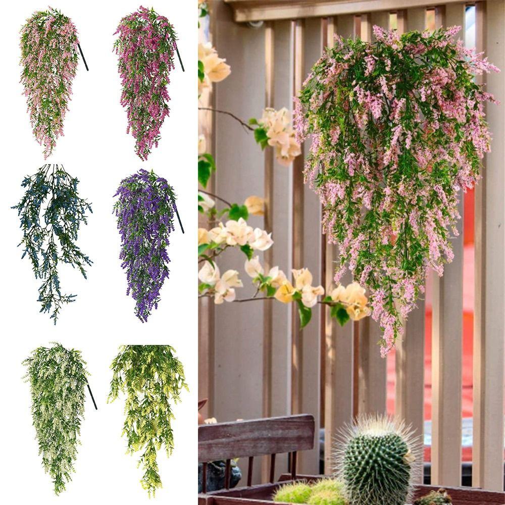 Multicolor Artificial Wisteria Flower Garland Lavender Color Green Leaves Artificial Hanging Vine DIY Plastic Flower Decor