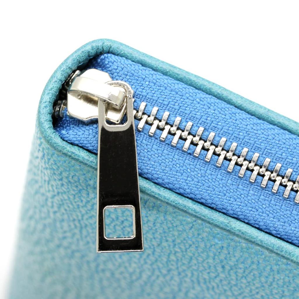 [Revetta] Stingray Leather Long Wallet, Round Zipper, 9 Colors Available, Stingray, Galuchat, Sky Blue, Light Blue, Genuine Leather, Large Capacity [1