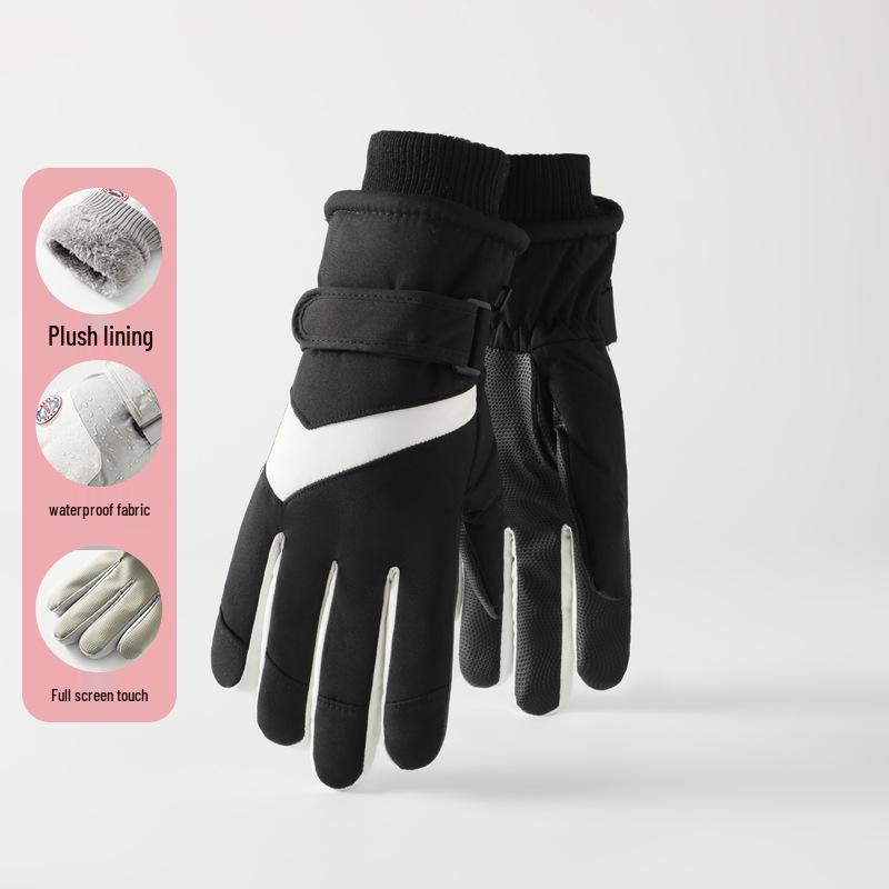 

Unisex Windproof Waterproof Ski Gloves for Autumn/Winter Riding, Motorcycling. Warm, Split Finger Design with Velvet Lining. One Size