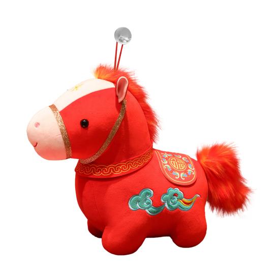 Lucky Cloud Horse Plush Doll 2026 Year of The Horse Zodiac with PP Cotton Filling Chinese New Year Gift for Home Office Decor