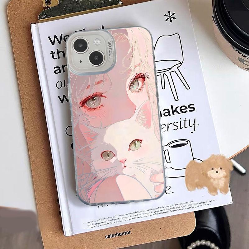 Applicable iPhone11/11Pro Cartoon Personality 11Plus Creative Domestic 11promax Gentle White Cat Girl