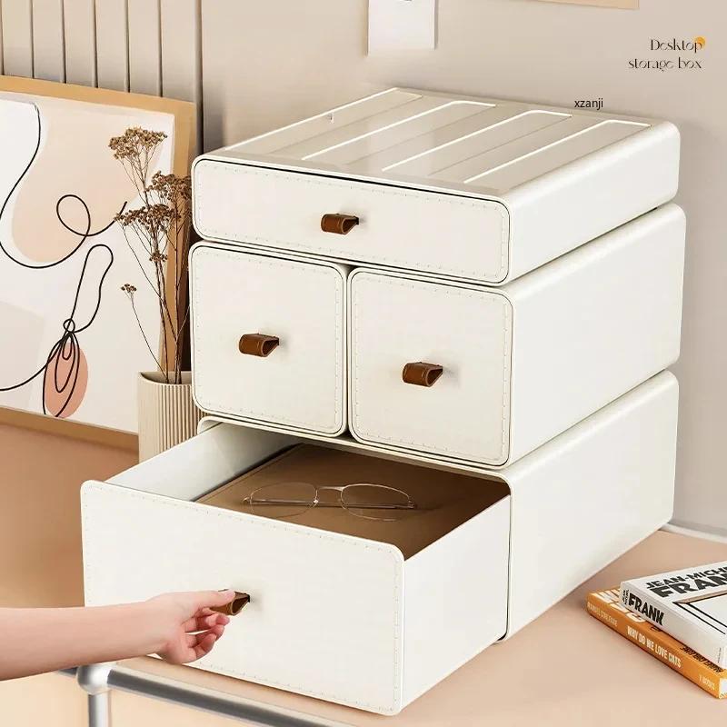 Desktop Storage Box Stackable Office Desk Drawers Organizer and Accessories For Make Up Beauty Supplies Vanity Bathroom