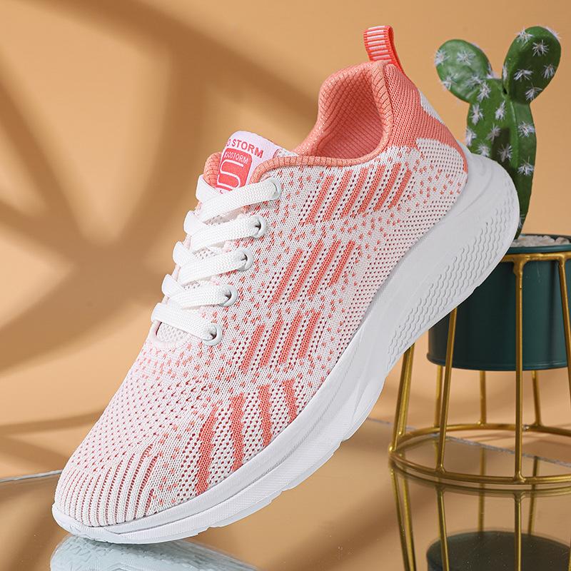 Shoes Women's Spring New Women's Shoes Breathable Flying Woven Mesh Shoes Soft Sole Large Size Casual Shoes