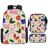 Christmas Backpack, 3D Digital Printed Backpack, Shoulder Bag, Pencil Case, Three-Piece Set
