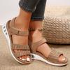 New thick-soled wedge heel large size one-word with sequined rhinestone thick-soled air cushion sandals women