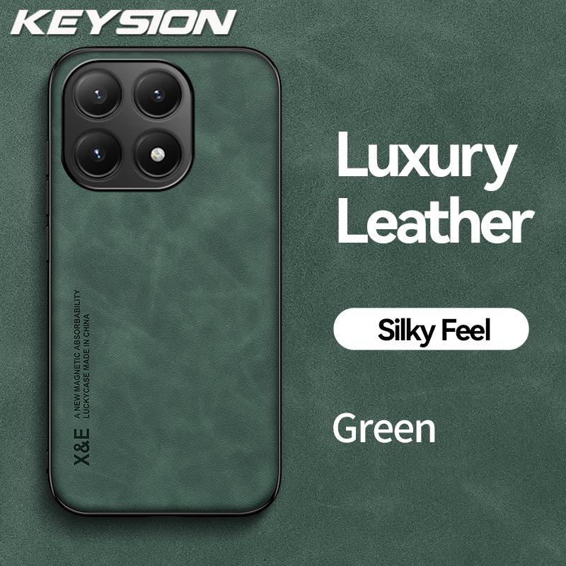 KEYSION Luxury Retro PU Leather Phone Case for Xiaomi 15T Pro Soft Silicone+PC Shockproof Phone Back Cover for Xiaomi 15T 15TPro