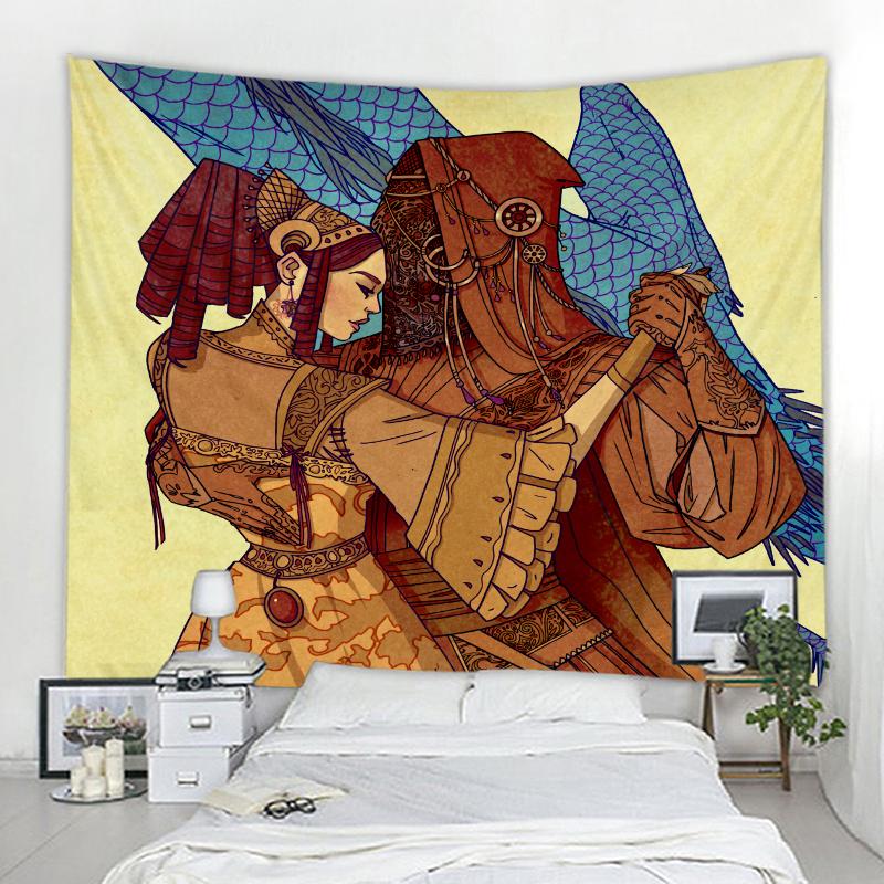 European Ancient Court Illustration Background Decorative Tapestry Mandala Bohemian Decorative Tapestry Home Decoration Tapestry
