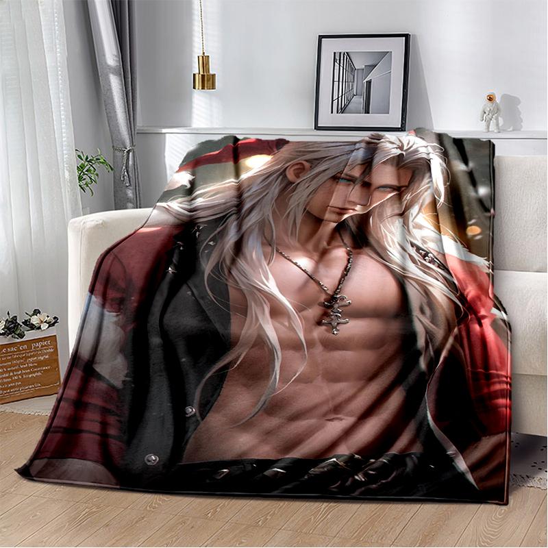 2025 New Style Final Fantasy Games Cloud Tifa Aerith Sephiroth Blanket,Soft Throw Blanket for Home Bedroom Bed Sofa Cover Kids