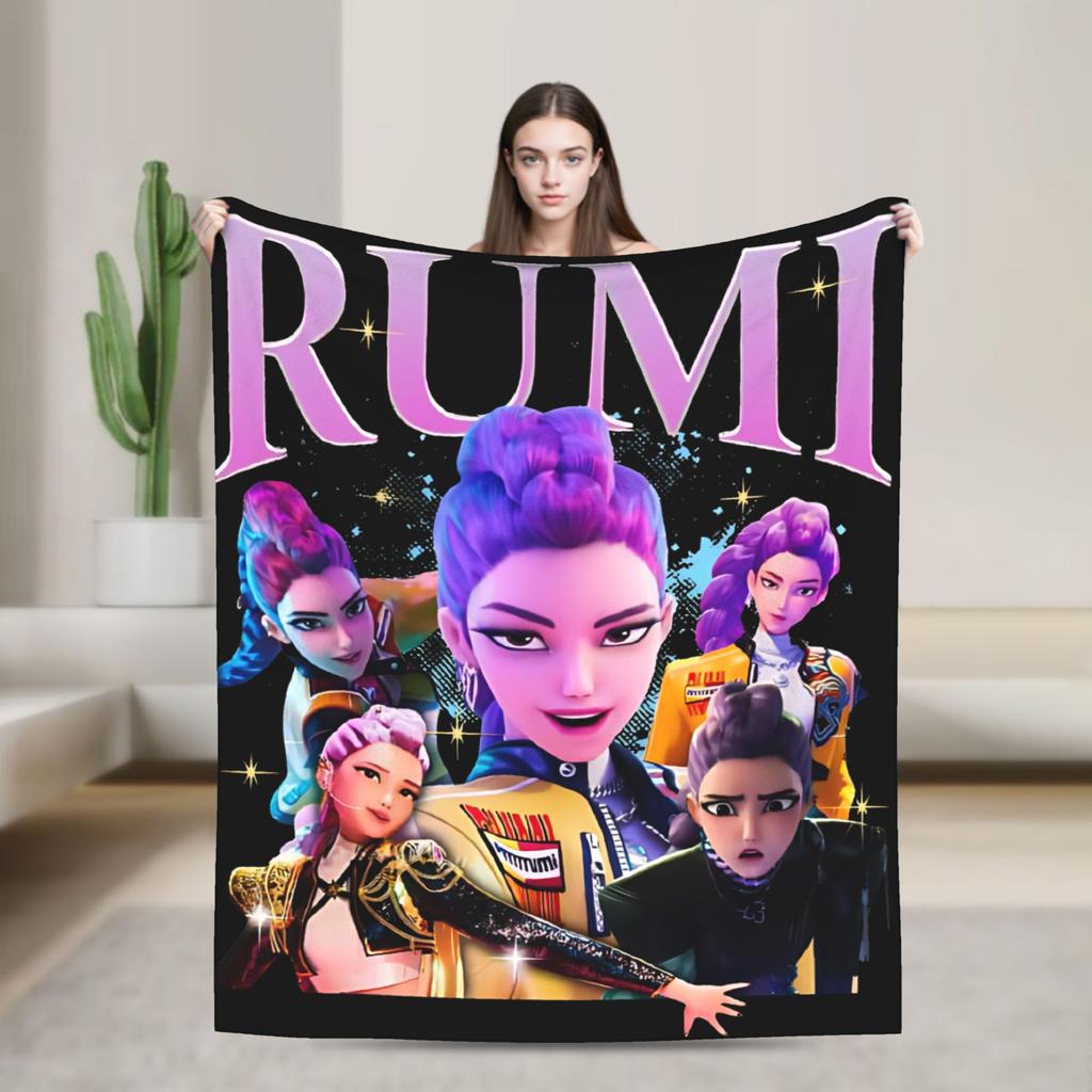 Huntrix Saja Boys KPop Demon Hunters Blanket  Plush Vintage Warm Throw Blanket for Home Autumn/Winter