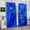 2 Pieces - Star - Printed Curtain - Polyester Material - Suitable for Bedroom, Living Room, Study Private Curtain