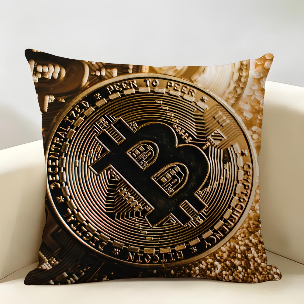 Cool Bitcoin Fashion Luxury Cushion Cover Natural Linen Organic Fabric DoubleSided Printing Room Sofa Decor Pillow Case