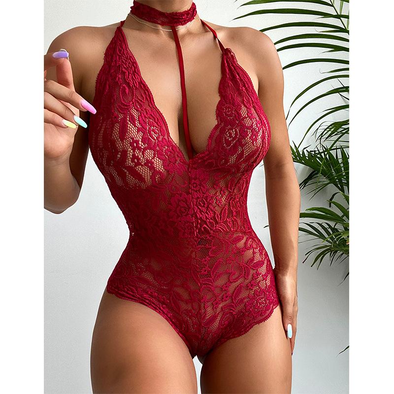 Sexy Bodysuit Erotic Lace See Through Teddy Lingere Flirting Sensual Woman Underwear Hollow Thongs Babydoll Sex Costumes