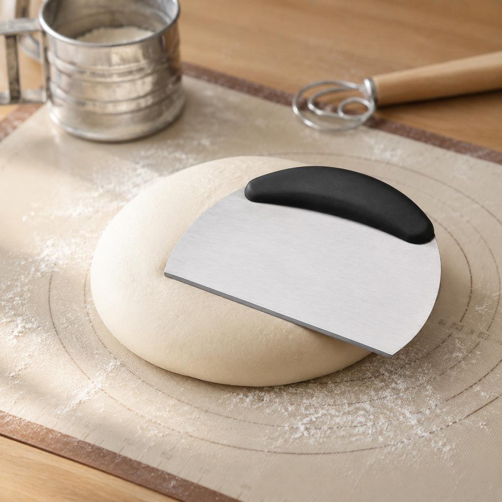 Stainless Steel Dough Scraper Flat Bench Knife Pastry Cutter with Ergonomic Handle for Baking and Cooking Tasks