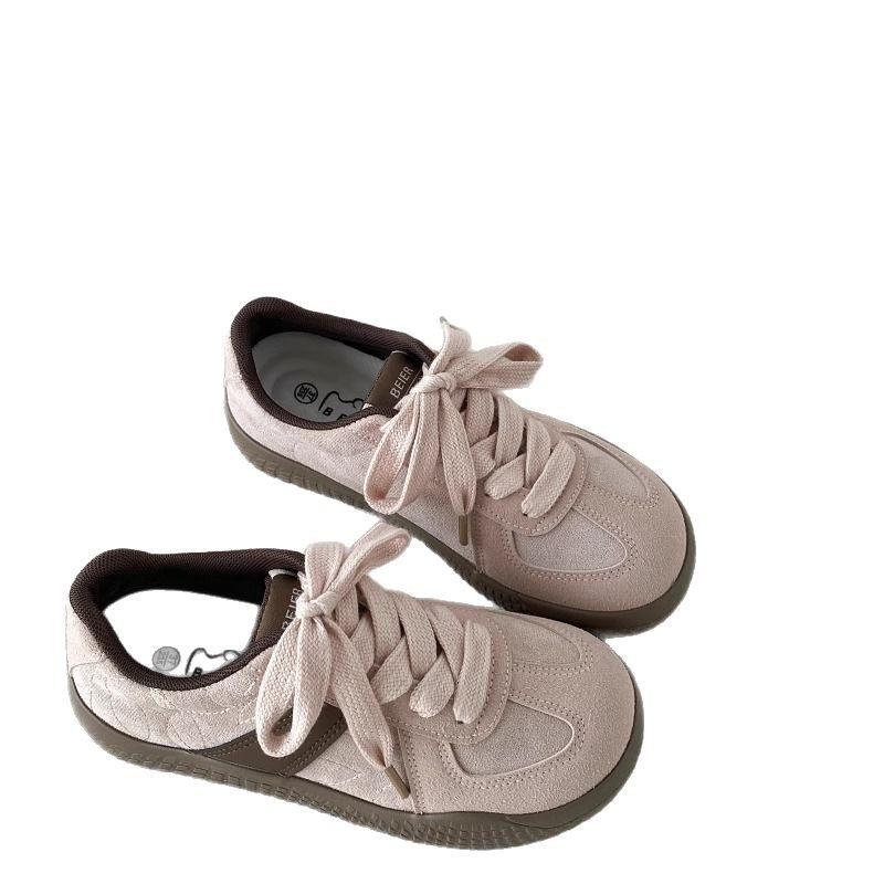 2025 spring and summer Hong Kong style platform German training shoes women's new retro versatile casual breadboard shoes chic white shoes