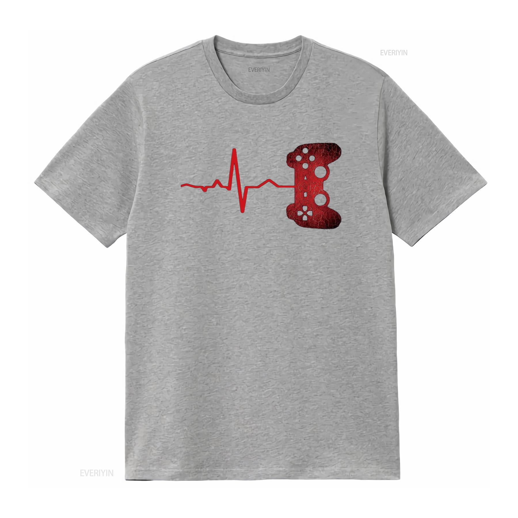 Gamer Heartbeat Video Games Gaming Boys T Shirtns Men Shirt Black vintage Washed Breathable graphic Unisex Versatile Casual S