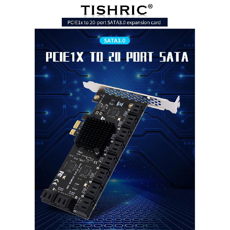 PCIE SATA Erweiterungskarte PCI-E 1X auf 2-20 Ports SATA3.0 Adapter PCI E SATAIII Controller PCI Express Multiplikator mit SATA-Kabeln