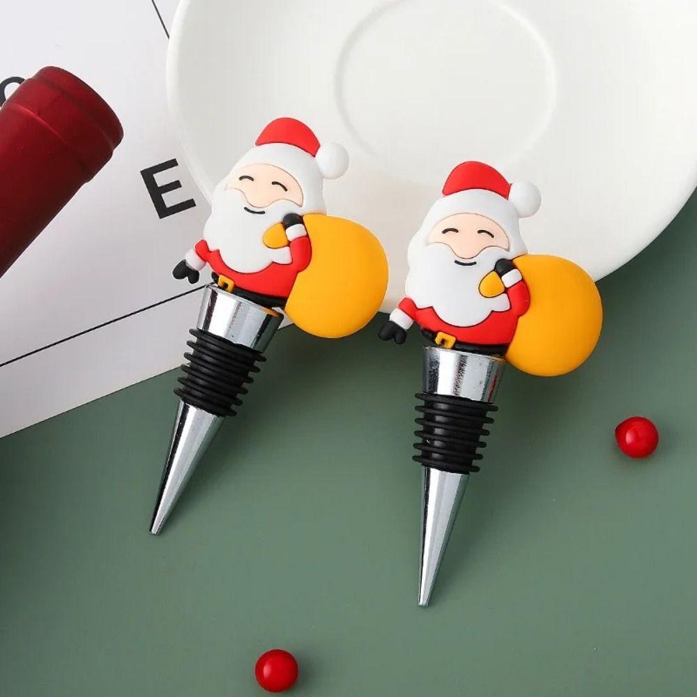 Twist Cap Christmas Wine Bottle Stopper Reusable Christmas Bottle Sealing Plug  Holiday Party