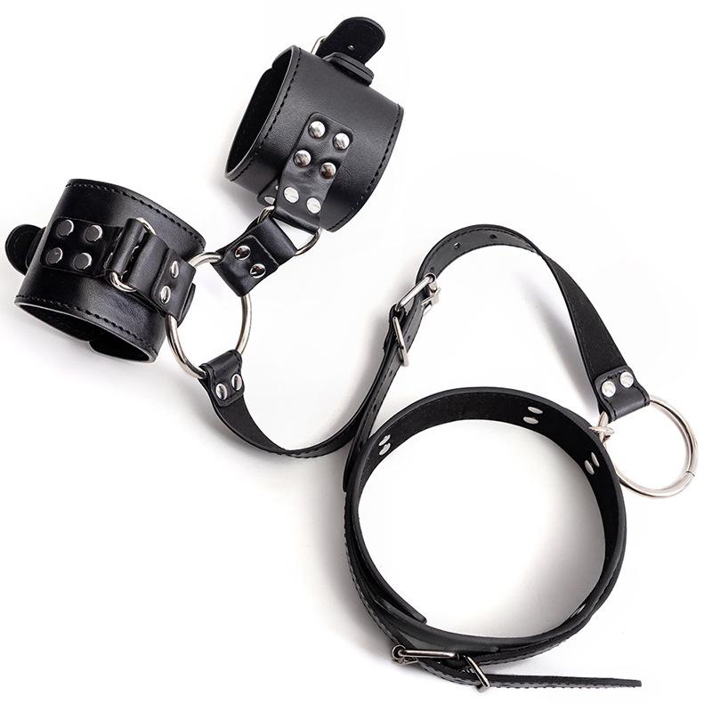Explosions sm props pu anti-back handcuff collar connected to set-up alternative adult products.
