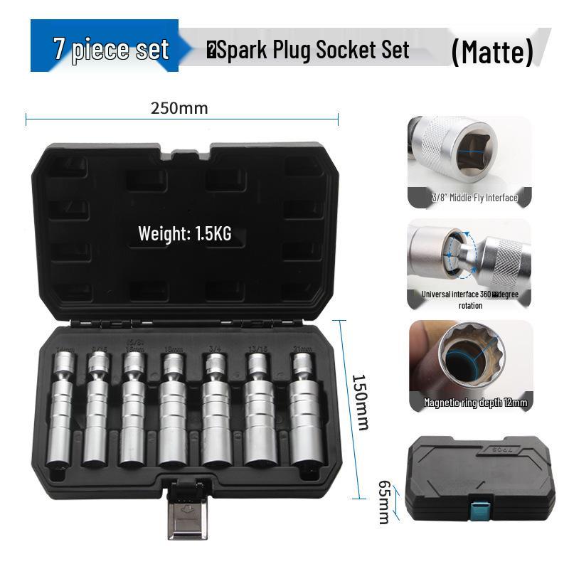Universelles 5-teiliges Zündkerzensteckschlüssel-Set - 14MM Metrisch, 5/8" Zoll, 9/16" Verlängertes Werkzeug für die Autoreparatur