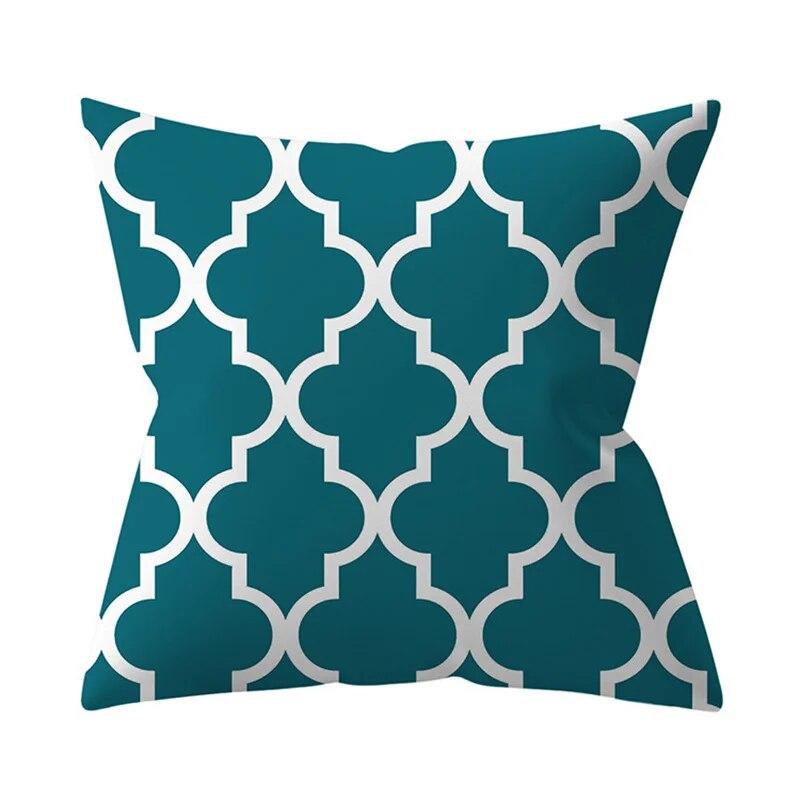 45x45cm Blue Green Leaf Floral Plant Geometric Pillow Cover Sofa Seat Office Lumbar Cushion   Home Decor