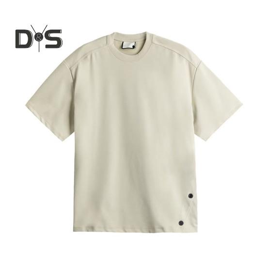 Pánské tričko s kulatým výstřihem, krátkým rukávem, ležérní topy s knoflíkovým lemem, měkké lehké pulovrové topy, domácí posilovna, streetové oblečení